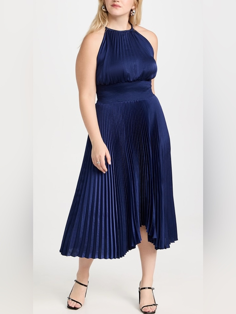 NWT A.L.C. Renzo II Pleated Midi Dress in Riviera Blue 14